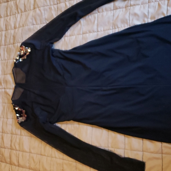 Betsy & Adam Black Embellished shear Dress - Picture 9 of 9